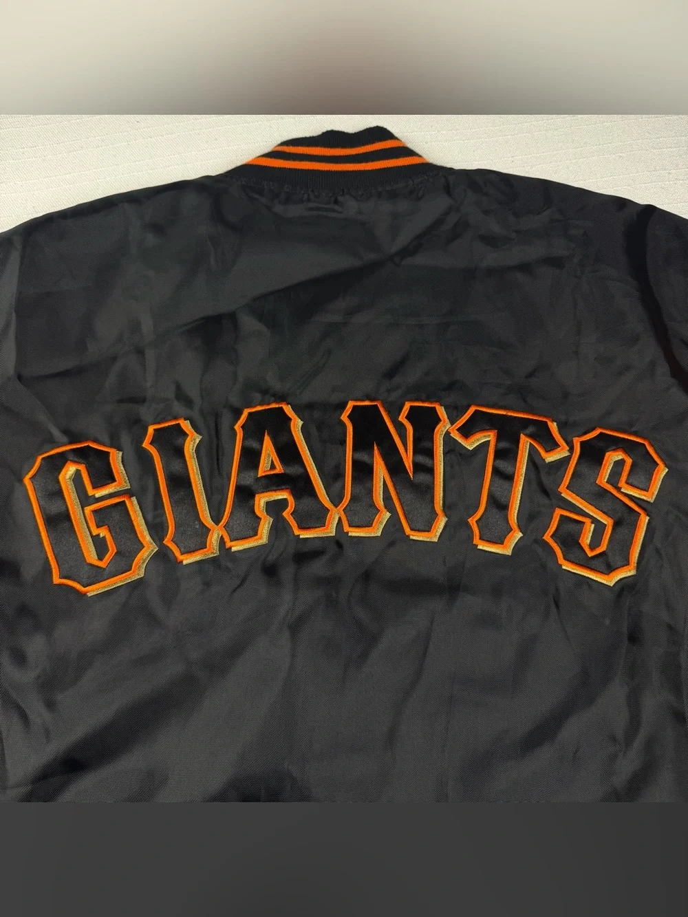 Vintage San Francisco Giants MLB G-III Satin Pinstripe Bomber Jacket Mens M